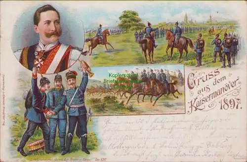 171604 AK St. Goarshausen Kaisermanöver 1897 Litho