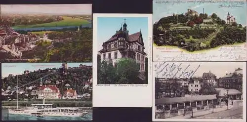 153124 5 Ansichtskarte Dresden Loschwitz Panorama 1925 Leporello 1911 Weisser Hirsch Villa