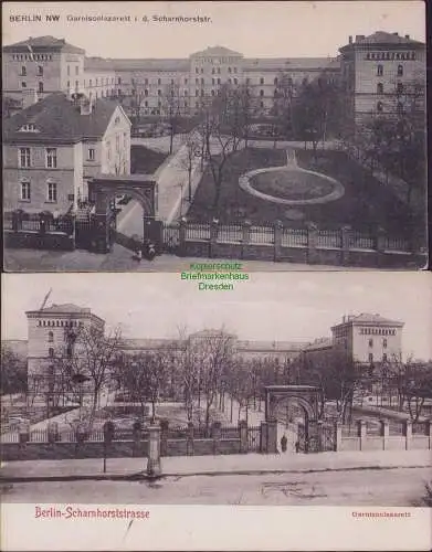 153093 2 Ansichtskarte Berlin 1907 Scharnhorststrasse Garnisonlazarett 1917