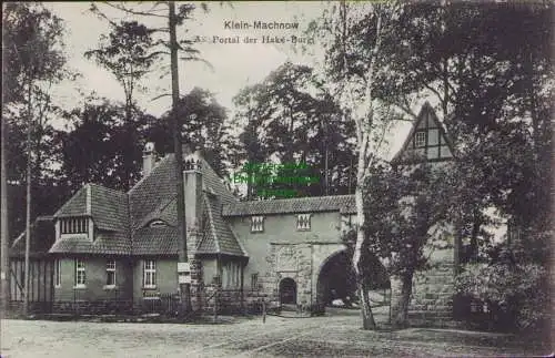 153362 Ansichtskarte Klein Machnow 1909 Portal der Hake Burg Verlag Goldiner