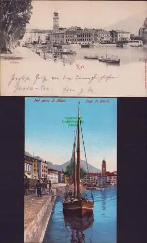 152937 2 Ansichtskarte Riva 1898 Hafen Lago di Garda