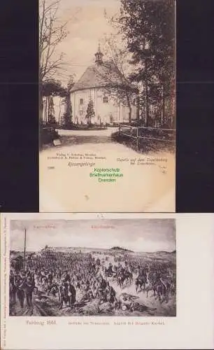 152774 2 Ansichtskarte Riesengebirge Capellenberg bei Trautenau um 1905 Feldzug um 1866