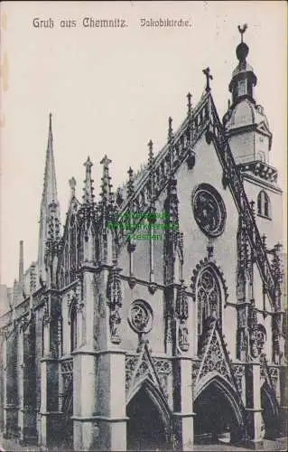 152768 Ansichtskarte Chemnitz Jakobikirche 1912 Perfin A.A.G.D. Ansichtskarte aus Automat