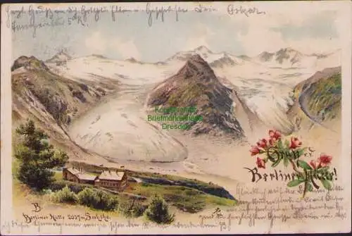 152823 Ansichtskarte Litho Berliner Hütte K.K. Briefablage Mayrhofen 1901 Gletscher