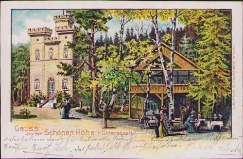 153014 Ansichtskarte Litho Gruss von der schönen Höhe bei Dittersbach 1904 Dürrröhrsdorf