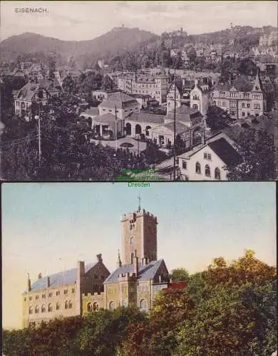 152967 2 Ansichtskarte Eisenach Panorama Wartburg v. d. Schanze 1905