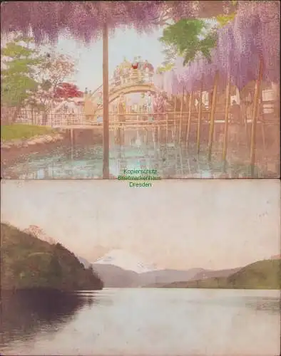 152991 2 Ansichtskarte Japan Landschaft Brücke Yokahama nach Dublin 1905