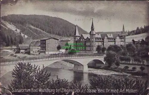 152956 Ansichtskarte Sanatorium Bad Walsburg bei Ziegenrück a. Saale 1920