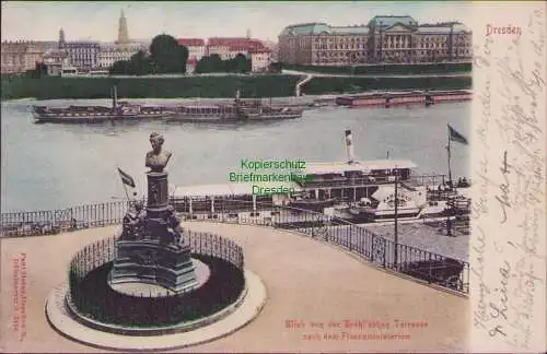 153031 Ansichtskarte Dresden 1903 Finanzministerium Dampfer Karlsbad Denkmal