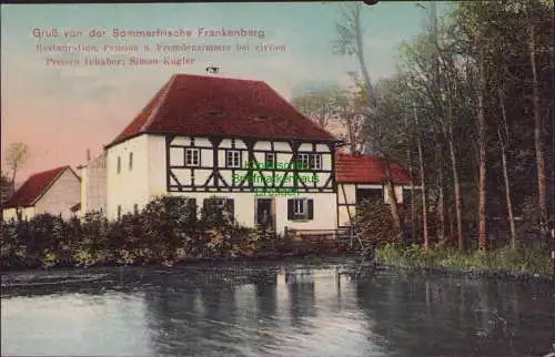 153017 Ansichtskarte Sommerfrische Frankenberg Restauration Pension 1911 Simon Kugler