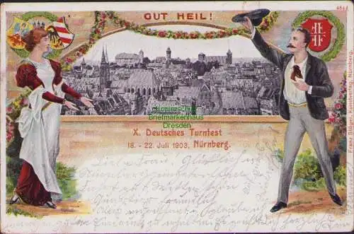 152756 AK Nürnberg 1903 X. Deutsches Turnfest Franz Stöger Kunstverlag