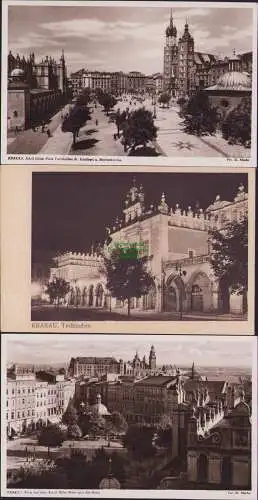 152807 3 AK Krakau Krakow AH Platz Tuchhallen St. Adalbert Marienkirche um 1940