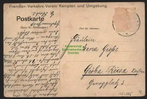 151285 Ansichtskarte Kempten St. Mangkirche u Burghalde 1914 Künstlerkarte Fremden Verkehrs