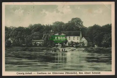 151135 Ansichtskarte Coswig Anhalt Gasthaus zur Elbterasse Fährstelle 1927