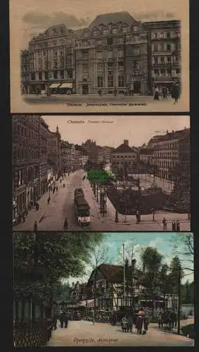 150720 3 Ansichtskarte Chemnitz Johannisplatz Chemnitzer Bankverein Theater Strasse 1916