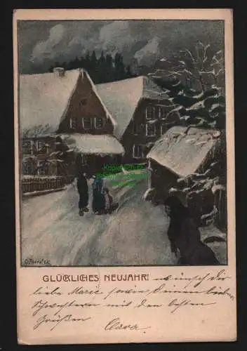 150602 Ansichtskarte Glückwunsch Glückliches Neujahr Dresden 1905 Künstlerkarte C. Foerster