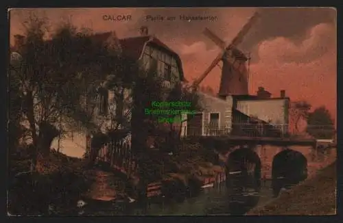 150422 Ansichtskarte Calcar Kalkar 1918 Zensur Cleve Windmühle Hanselaetor