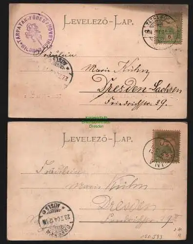 150593 2 Ansichtskarte Hohe Tatra 1904 Halasto Fischsee v. Meerauge Zerge Szalloda Gross K