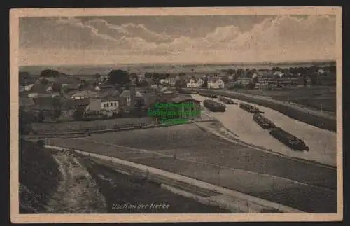 150489 AK Usch Ujscie Wartheland Panorama 3 1942 rechts Kanal Hafen ? Lastkähne