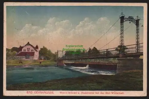 150408 AK Bad Oeynhausen 1924 Werre Brücke u. Nadelwehr bei der Siel Wirtschaft