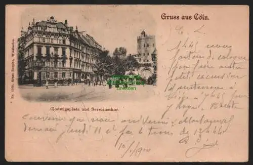 150457 Ansichtskarte Köln Cöln 1900 Clodwigsplatz und Severinsthor