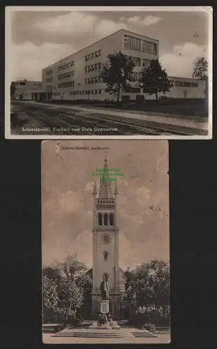 150502 2 Ansichtskarte Schneidemühl Pila 1916 Stadtkirche Freiherr von Stein Gymnasium