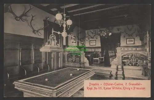 149226 Ansichtskarte Dresden 1908 Offizier Casino Billard Saal