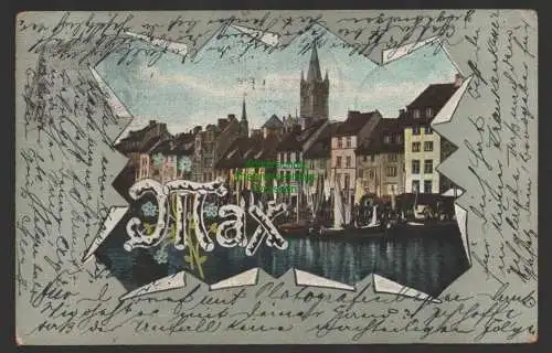 149141 Ansichtskarte Mannheim 1905 Flaggenstempel Namenskarte Max