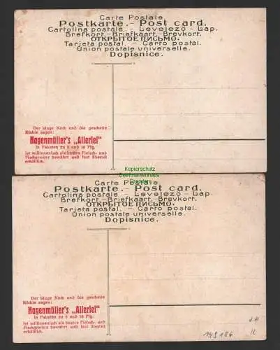 149186 2 Ansichtskarte Künstlerkarte Veilchen Reklame Hagenmüllers Allerlei Gewürze um 1920