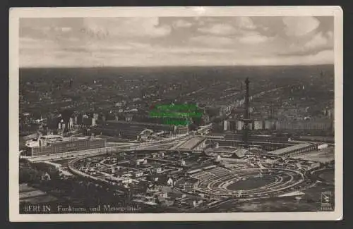 149165 Ansichtskarte Berlin Funkturm und Messegelände 1934 Luftbild  Flieger Foto