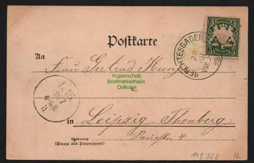 149332 Ansichtskarte Berchtesgaden 1899 von der Locksteinstraße