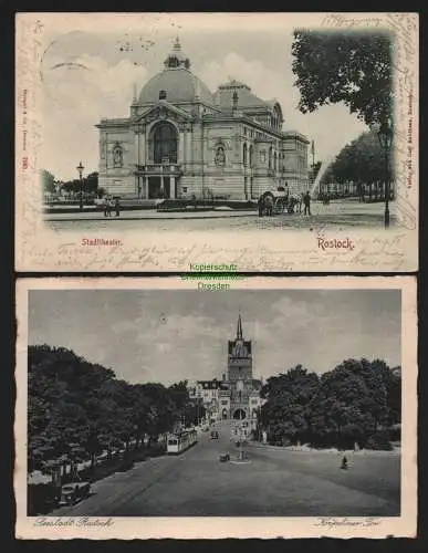 149359 2 Ansichtskarte Rostock 1897 Stadttheater Kröpeliner Tor 1941