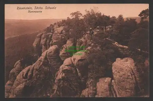 149275 Ansichtskarte Rauenstein Sächsische Schweiz 1932 Kammpartie Felsen