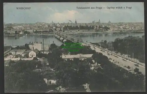 149158 Ansichtskarte Warschau Totalansicht aus Praga Brücke Feldpost 1916 Dt. Soldatenheim