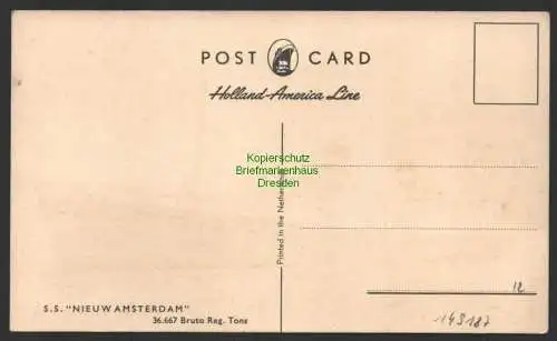 149187 Ansichtskarte Schiff Holland-America Line S. S. Nieuw Amsterdam um 1925