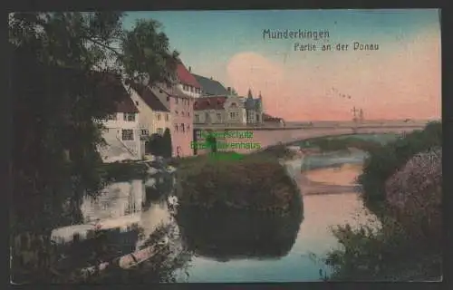 149183 Ansichtskarte Munderkingen Partie an der Donau 1917 Brücke nach Riedlingen