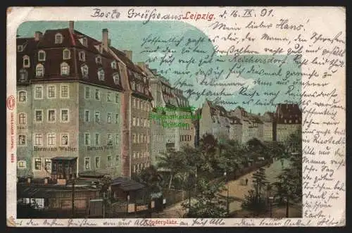 149388 Ansichtskarte Leipzig Töpferplatz 1901 Bahnpost Geschäftshaus Hermann Walter