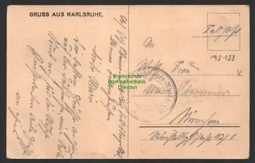 149193 Ansichtskarte Karlsruhe Stadtgarten Hirtenmädchen Weltring Feldpost Feldflieger Abt.