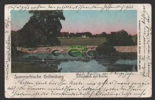 149267 Ansichtskarte Grillenburg Schlossteich mit Brücke 1905