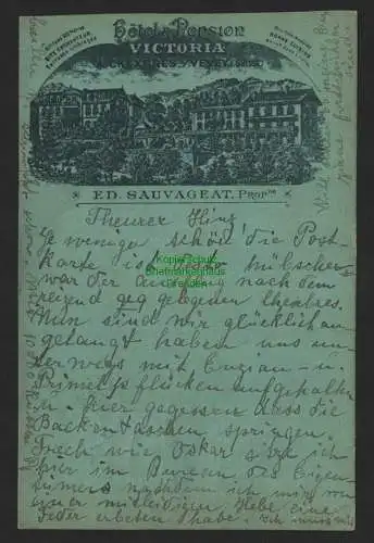 147019 Ansichtskarte Chexbres Kantons Waadt Schweiz 1897 Hotel Pension Victoria Vevey