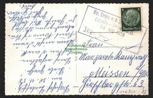 146917 AK Liebeschitz See mit Kirche Notstempel Bahnpost Leipa Lobositz 1938