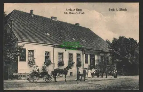 147075 Ansichtskarte Buch i. Mark Bz. Potsdam Schloss Krug Lubisch Restaurant 1918