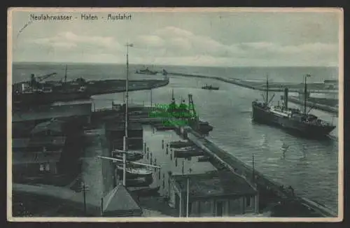 147313 Ansichtskarte Neufahrwasser bei Danzig 1931 Hafen Ausfahrt