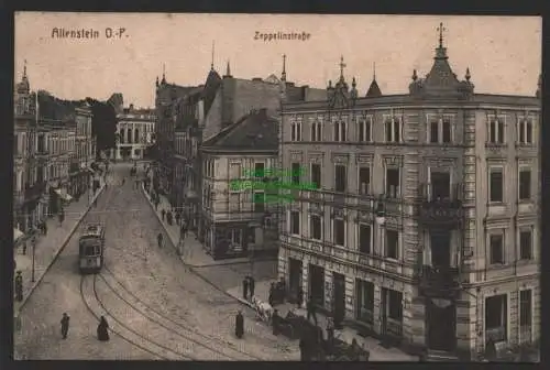 147289 Ansichtskarte Olsztyn Allenstein 1916 Zeppelinstraße mit Straßenbahn