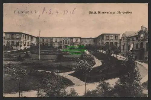 147295 Ansichtskarte Frankfurt Oder 1918 Städt. Krankenhaus Nordseite