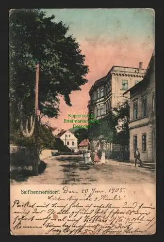 146868 Ansichtskarte Seifhennersdorf 1905 Straßenansicht Bahnpost Eibau - Zittau