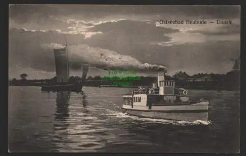 147200 Ansichtskarte Ostseebad Danzig Heubude 1916 See Schiff Segelboot