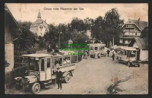 146460 Ansichtskarte Hammer am See um 1910 Bus Auto Rundfahrt Kriedsdorf Tschechien