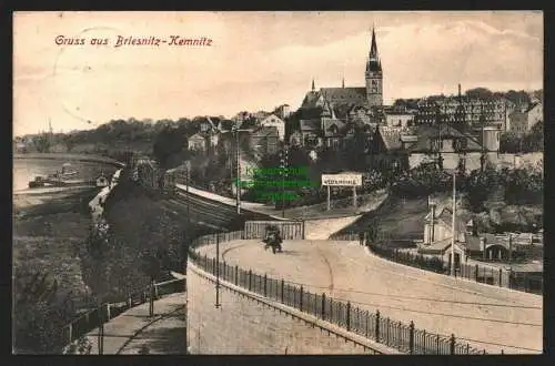 146799 AK Dresden Briesnitz Kemnitz 1905 Kirche Bahnübergang Hinweis Weltemühle