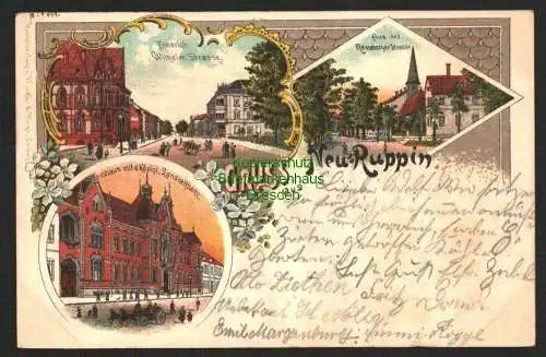 146492 AK Neuruppin Litho 1898 Kreishaus Landratsamt Reinsberger Straße